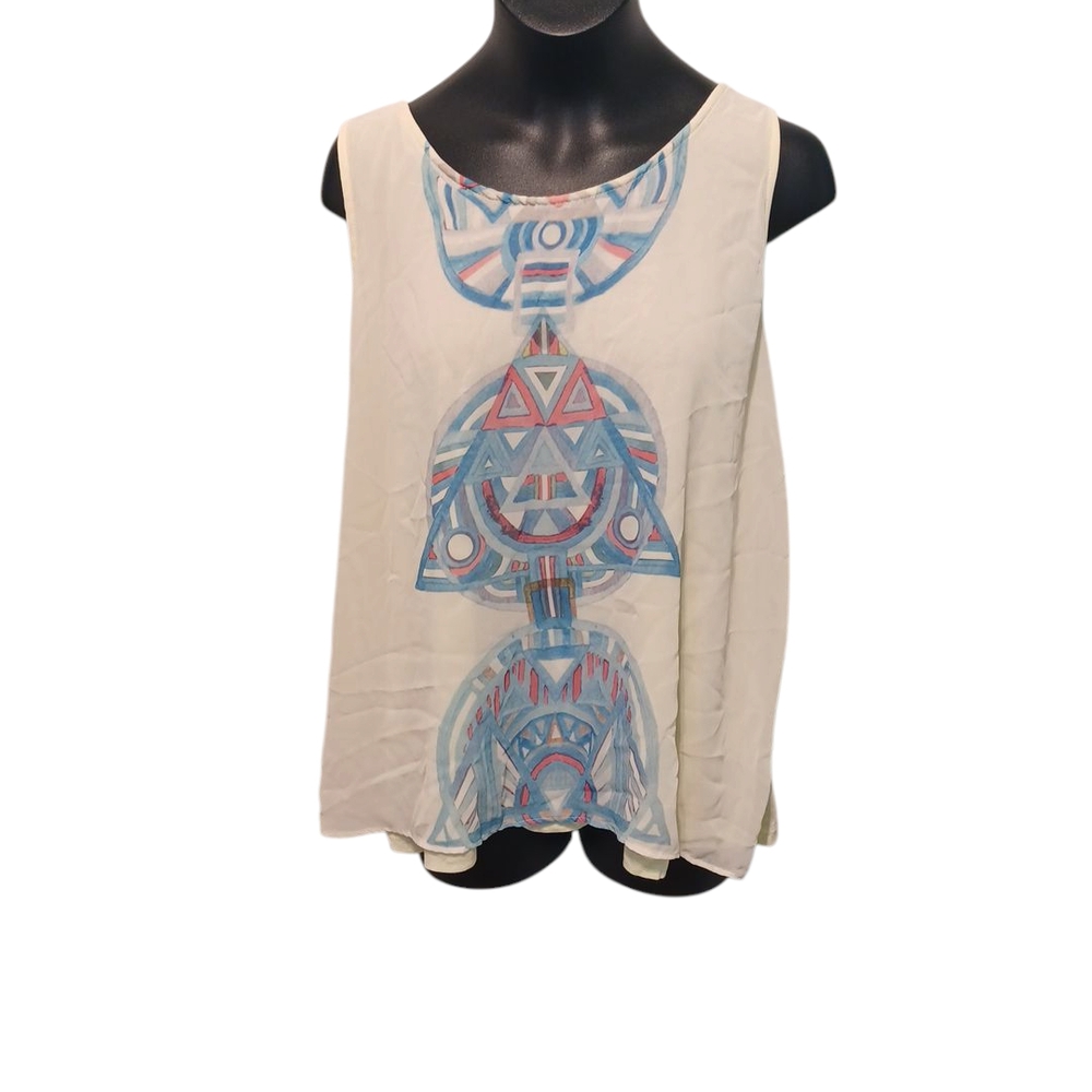NEW! Gentle Fawn Geometric Print Sleeveless Top - yellow &  Blue 6530